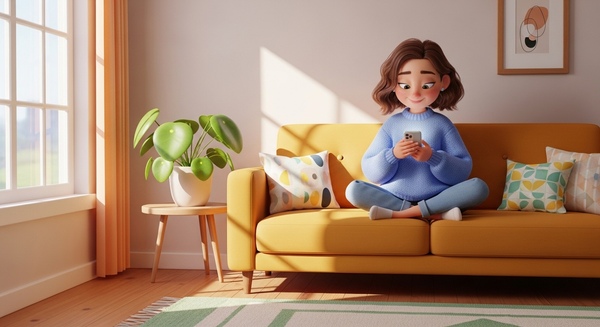 스마트폰을 조작하고 있는 여성의 이미지