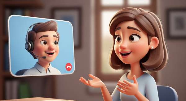 화상 통화로 상담원과 이야기를 하는 여성의 이미지