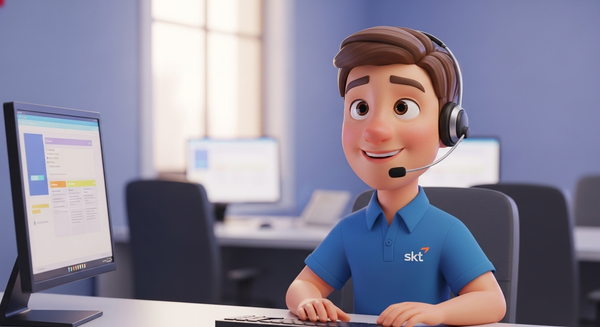 SKT 상담원이 전화 상담을 하는 이미지