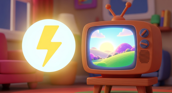 TV 옆에 전기 아이콘 있고 불이 켜져있는 이미지