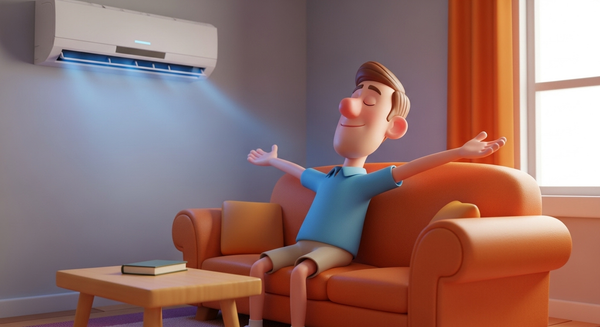에어컨 바람을 쐬고 있는 남성 이미지