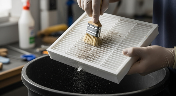 헤파필터를 청소하는 이미지