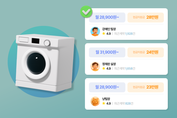 똑같은 조건의 제품이어도 판매자별로 월 비용과 혜택 차이가 발생합니다.