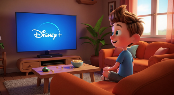 디즈니플러스를 보고 있는 소년 이미지