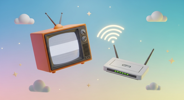 tv와 공유기가 떠다니는 이미지