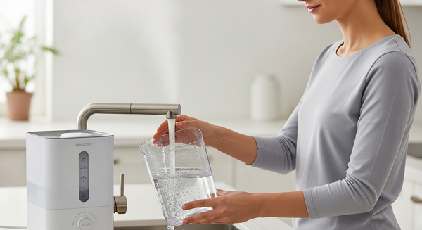 가습기 물통에 물을 채우는 여성 이미지