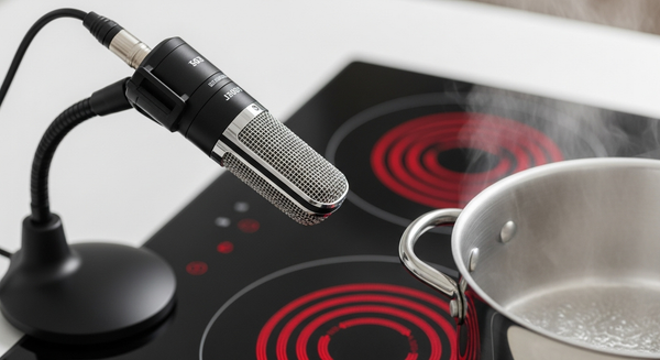 인덕션 위에 마이크로 소리를 측정하는 이미지