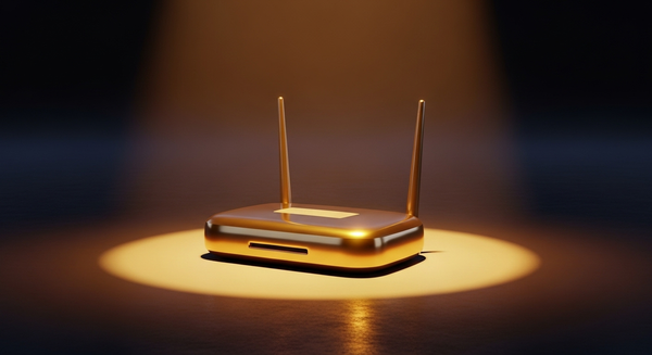 황금 공유기가 빛에 반사되어 무대에서 빛나고 있음