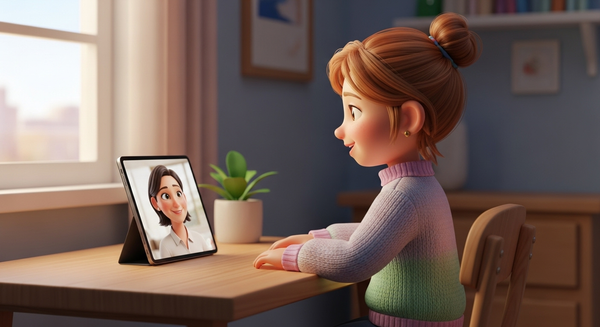 비대면으로 인터넷 상담원과 이야기 하는 여성의 이미지 