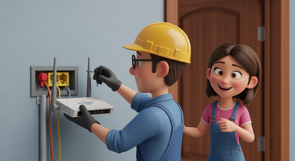 인터넷 공유기를 설치하고 있는 이미지