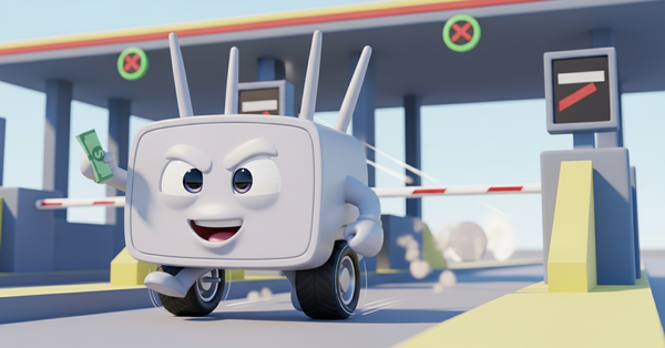 톨게이트를 통과하는 공유기의 모습