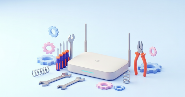 공유기 옆에 공구들이 놓여져 있는 이미지