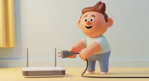 공유기 전원을 빼는 사람의 이미지