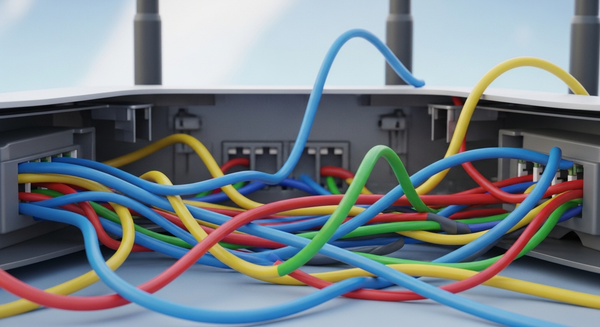 공유기 내부의 선이 풀어진 모습