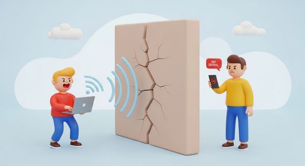 와이파이 신호를 가로막는 벽의 이미지