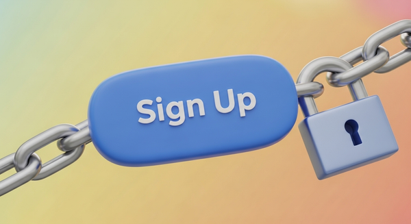 회원가입 버튼에 쇠사슬이 감겨져 있고 자물쇠가 채워져있는 이미지