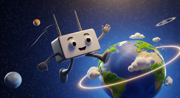 지구 지면 위를 뛰어다니고 있는 공유기 이미지