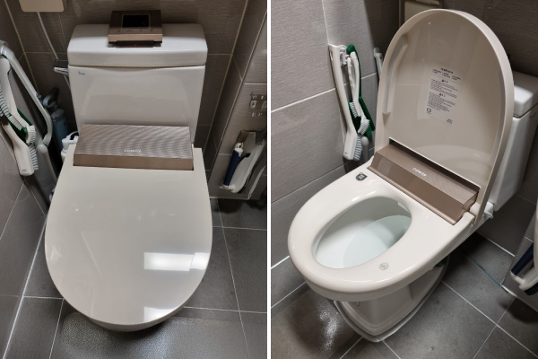 코웨이 슬리믹 비데 브론즈 베이지 색상 | 고객 설치 모습