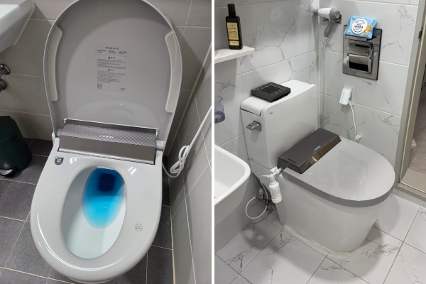 코웨이 슬리믹 비데 렌트리 고객 설치 모습