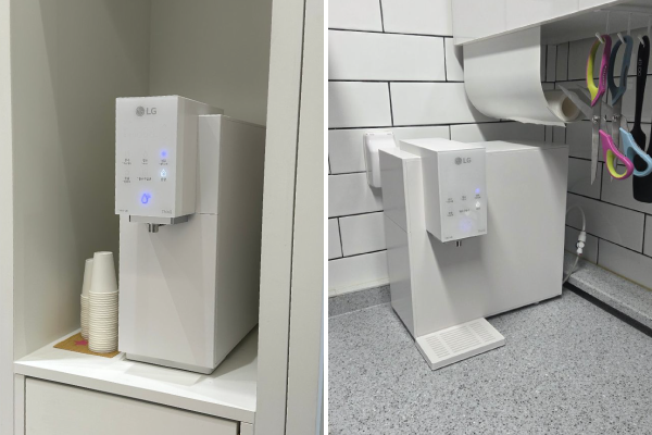 퓨리케어 오브제 냉온정수기 렌트리 고객 설치 모습