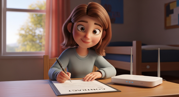 계약을 하고 있는 여자 대학생 이미지