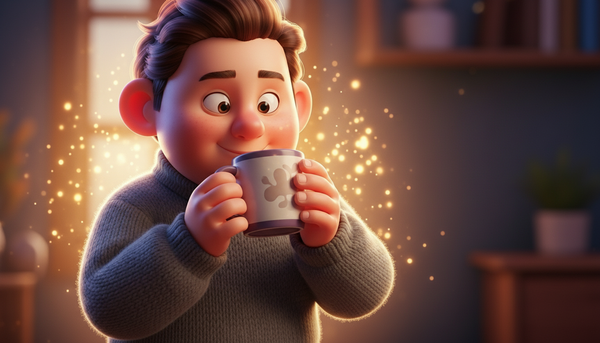 따뜻한 물을 마시는 남성의 이미지