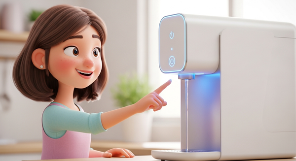 정수기에서 물을 빼는 여성의 이미지