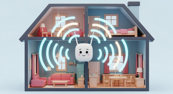 와이파이 증폭기에서 신호가 집 전체로 퍼지는 이미지