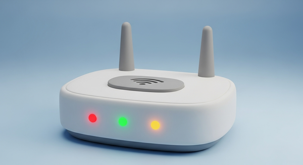 와이파이 공유기에 빨강, 초록, 주황 불이 들어온 이미지